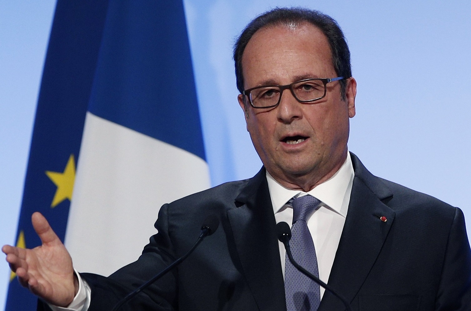 François Hollande lors de son discours ce lundi 5 septembre à Paris. D. R.