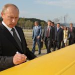 Poutine inaugurant un pipeline de Gazprom. D. R.