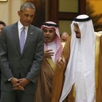 Obama en compagnie du roi Salmane. D. R.