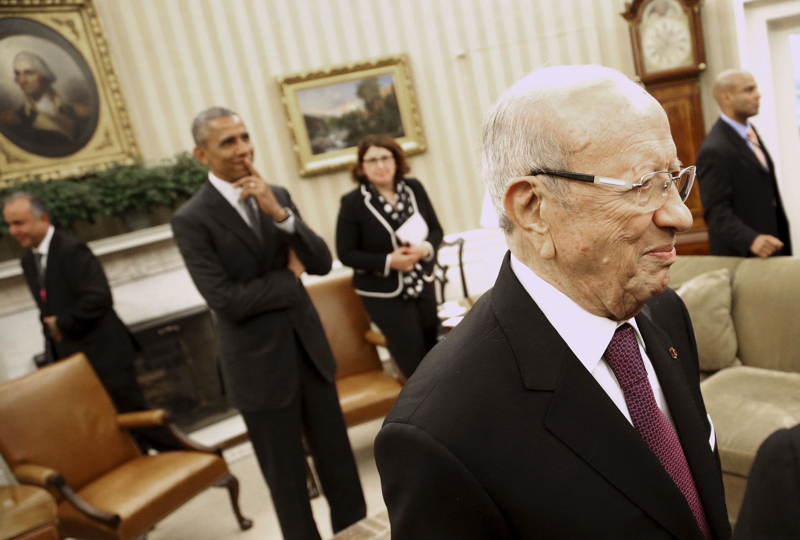 Le président tunisien Béji Caïd Sebsi reçu à la Maison-Blanche. D. R.