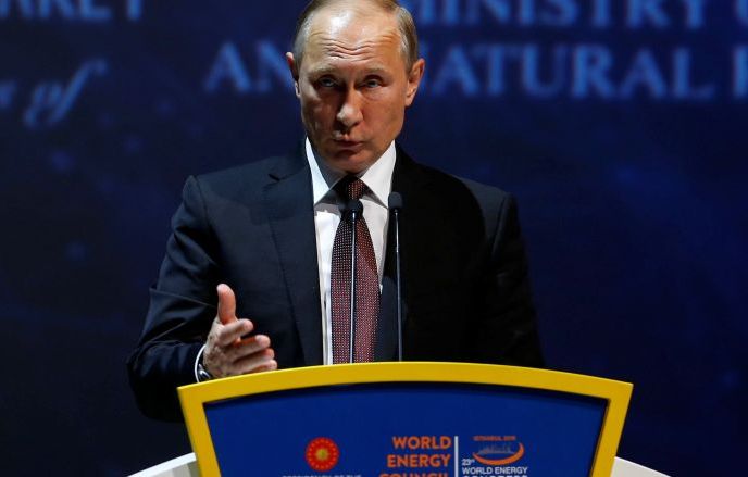 Le président russe, lors de son allocution au Congrès mondial de  l’énergie. D. R.