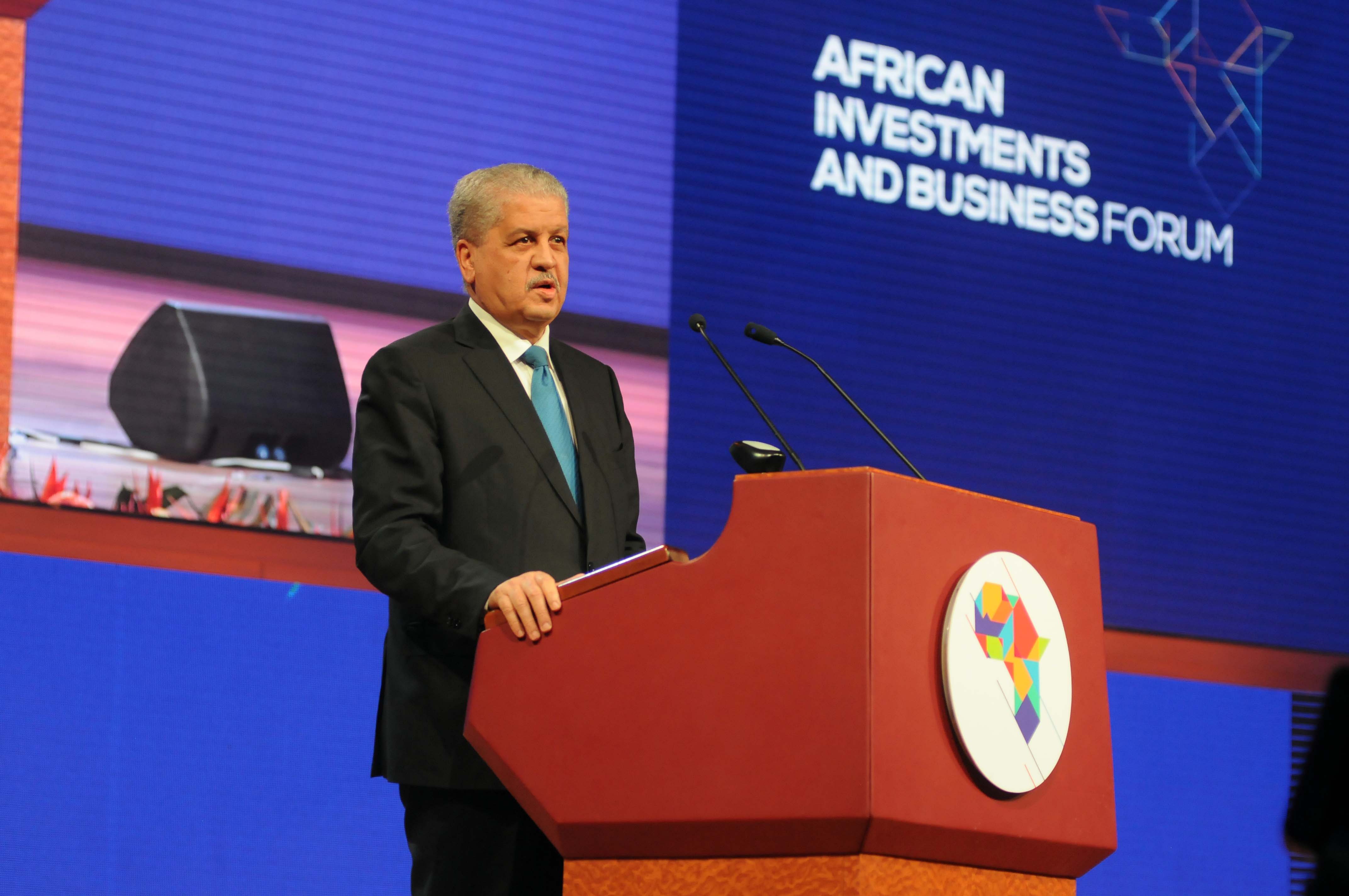 Adelmalek Sellal, lors de son intervention au Forum africain d'investissement et d'affaires. New Press