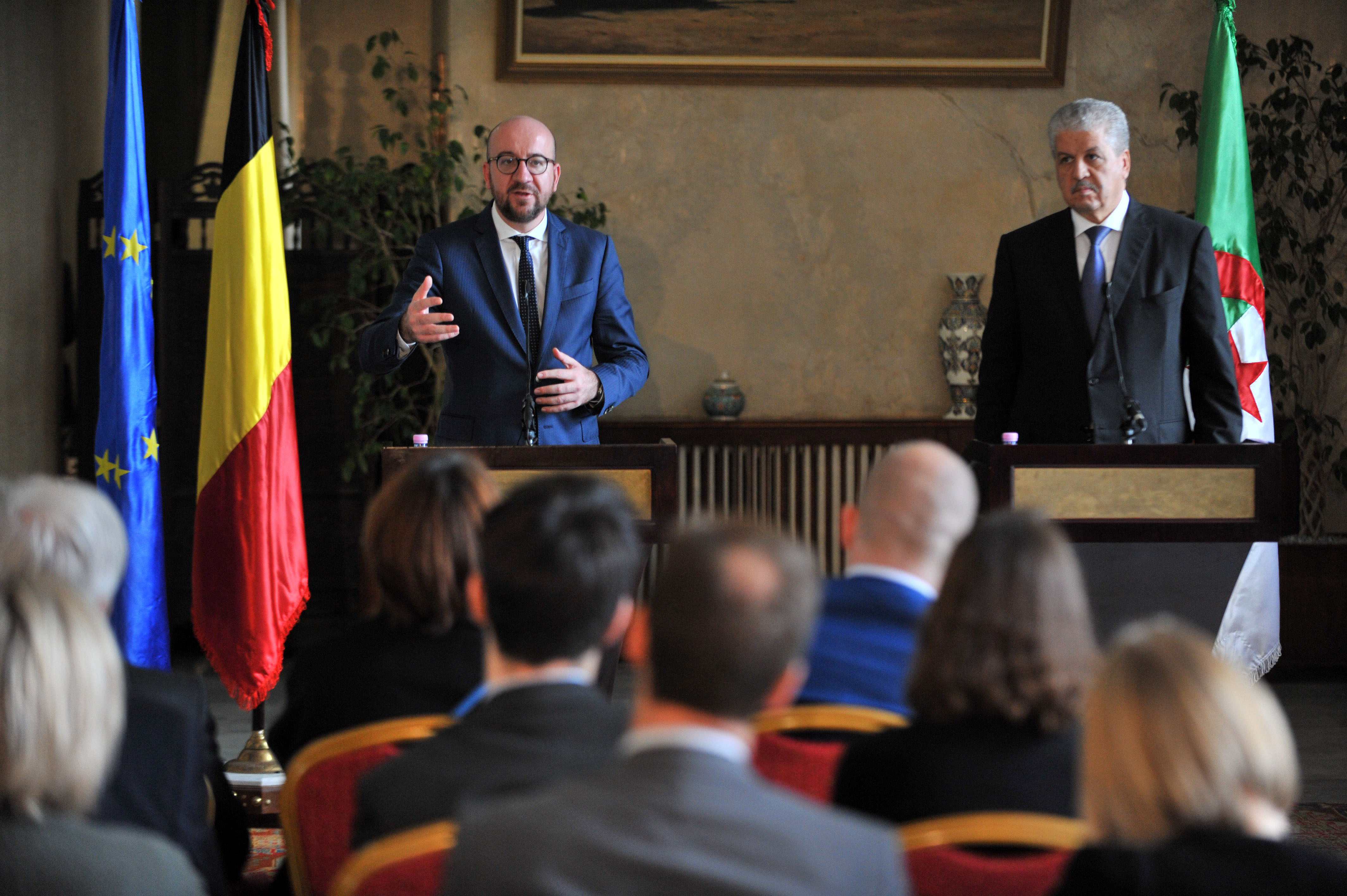 Abdelmalek Sellal s'entretient avec son homologue belge, Charles Michel. New Press