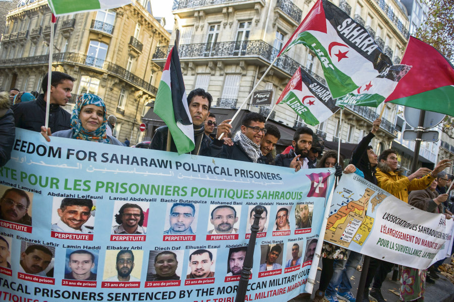 Manifestation à Paris pour la libération des prisonniers politiqueS sahraouis. D. R.