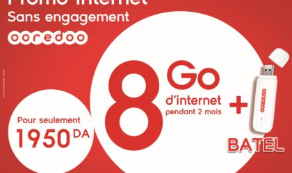 Promo internet 8 Go sans engagement d’Ooredoo