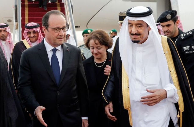 François Hollande et le roi Salman d'Arabie Saoudite. D. R.