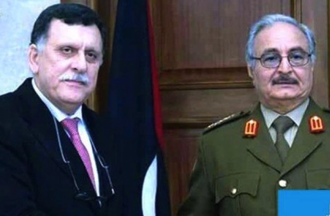 Fayez Al-Sarraj et le maréchal Haftar. D. R.