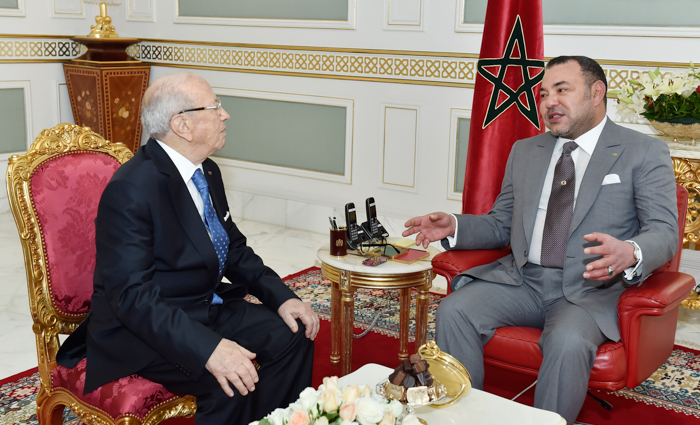 Mohammed VI avec le président Essebsi. D. R.