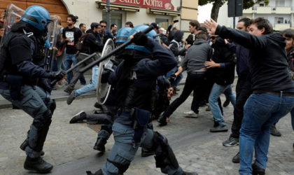 Gaz lacrymogènes et canons à eau contre des manifestants lors du G7 à Turin