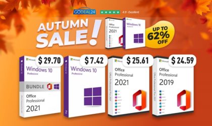 Obtenez Office 2021 à vie à partir de 13.52€ ! Windows 10 stars à 6.14€ ! Plus de réductions à la vente d’automne de Godeal24 !