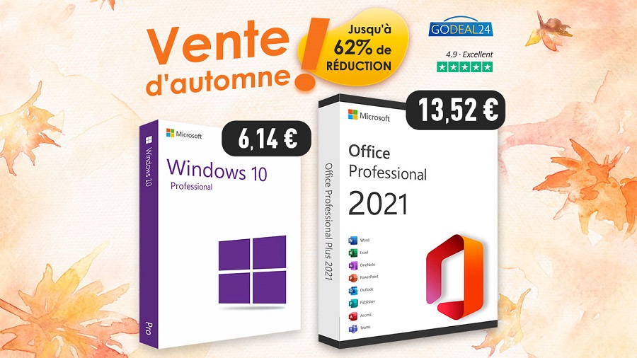 Obtenez Office 2021 à vie à partir de 13.52€ ! Windows 10 stars à 6.14€ !  Plus de réductions à la vente d'automne de Godeal24 ! - Algérie Patriotique