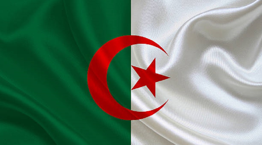 Algerian flag, three dimensional render, satin texture